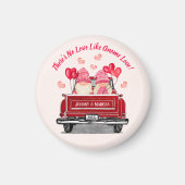 Valentijn Gnome  Red Truck Hearts Magneet (Voorkant)