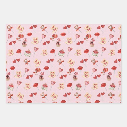 Valentijn Gnomen in Love Set van 3 Design Inpakpapier Vel (Voorkant 3)