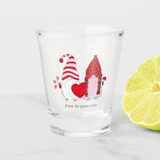 Valentijn Gnomes een liefde zoals gnoom andere Shot Glas (Voorkant)