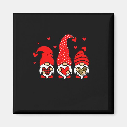 Valentijn Gnomes Holding Heart Leopard Happy Valen Magneet (Voorkant)