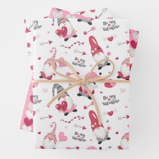 Valentijn Gnoome Heart Wrapping Paper Set van 3 (In situ)