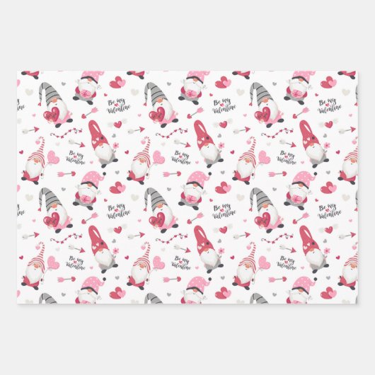 Valentijn Gnoome Heart Wrapping Paper Set van 3 (Voorkant)