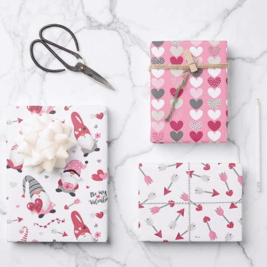Valentijn Gnoome Heart Wrapping Paper Set van 3 (Voorkant)