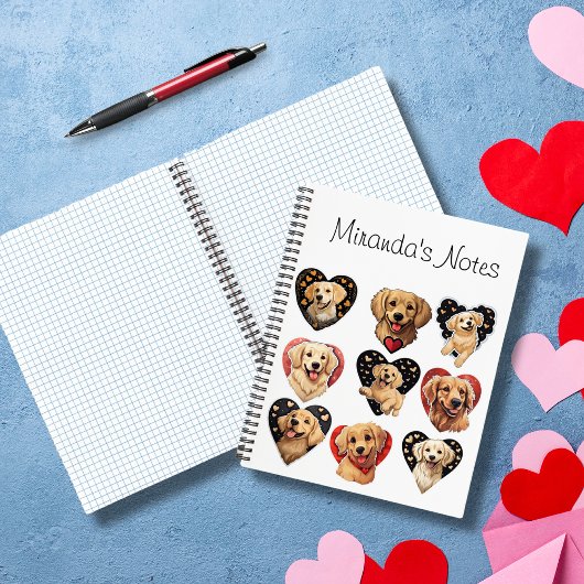 Valentijn Golden Retriever Dog gepersonaliseerd Notitieboek