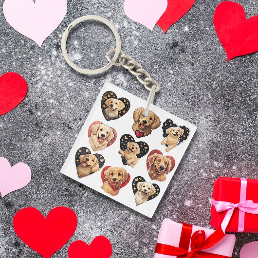 Valentijn Golden Retriever Dog Sleutelhanger