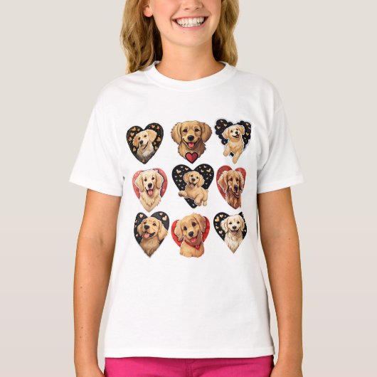 Valentijn Golden Retriever Dog T-shirt (Voorkant)