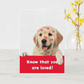 Valentijn Golden Retriever Lipstick Kisses Kaart (Gele Bloem)