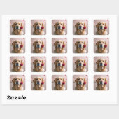 Valentijn Golden Retriever met rode roos Vierkante Sticker (Vel)