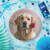 Valentijn Golden Retriever Papieren Bordje (Feest)