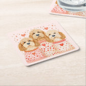 Valentijn Goldendoodle Dogs Kartonnen Onderzetters (Schuin)