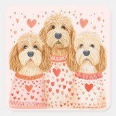 Valentijn Goldendoodle Dogs Vierkante Sticker (Voorkant)