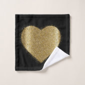 Valentijn Gouden Glitter Hart Badhanddoek Set Bad Handdoek (Wasdoekje)