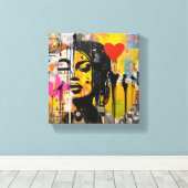 Valentijn Graffiti Grunge Art Canvas Afdruk (Insitu (Houten vloer))
