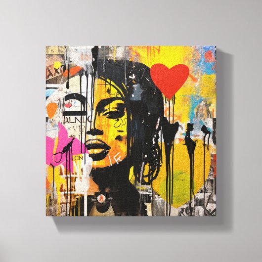 Valentijn Graffiti Grunge Art Canvas Afdruk (Voorkant)