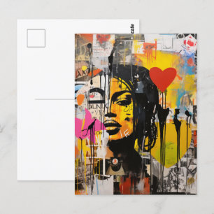 Valentijn Graffiti Grunge Art Print Briefkaart