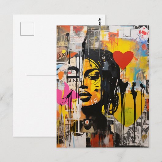 Valentijn Graffiti Grunge Art Print Briefkaart (Voorkant / Achterkant)