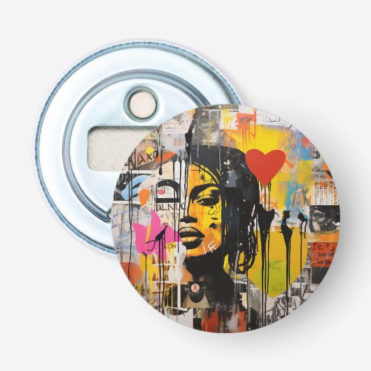 Valentijn Graffiti Grunge Art Print Button Flesopener (Voorkant)