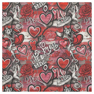 Valentijn Graffiti Harten Patroon Stof