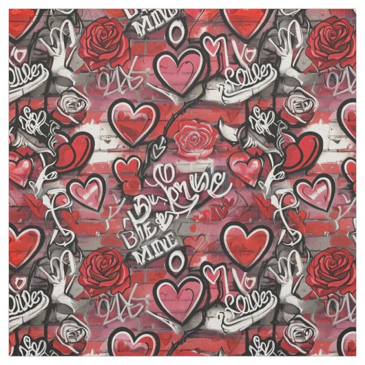 Valentijn Graffiti Harten Patroon Stof (Swatch)