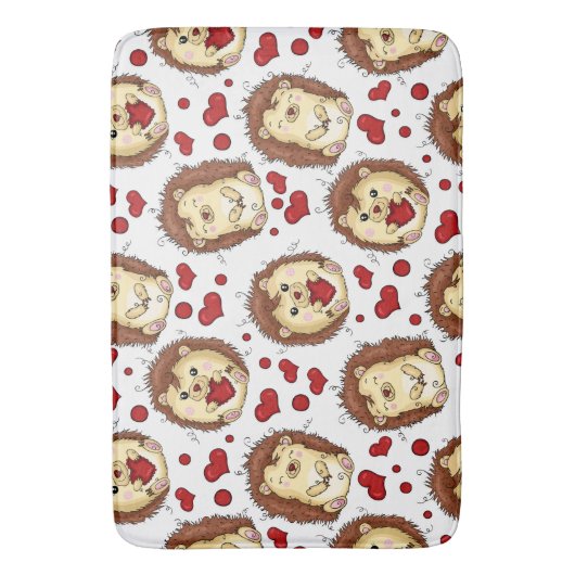 Valentijn grappige egel badmat (Voorkant Verticaal)