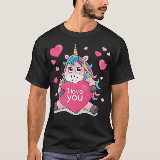 valentijn grappige unicorn mok t-shirt (Voorkant)