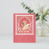 Valentijn Greetings Cupid Red Stamp Briefkaart (Staand voorkant)