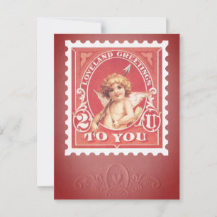 Valentijn Greetings Cupid Red Stamp Briefkaart