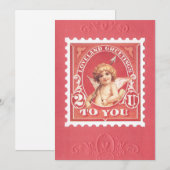 Valentijn Greetings Cupid Red Stamp Kaart (Voorkant / Achterkant)