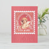 Valentijn Greetings Cupid Red Stamp Kaart (Staand voorkant)