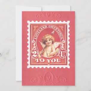 Valentijn Greetings Cupid Red Stamp Kaart