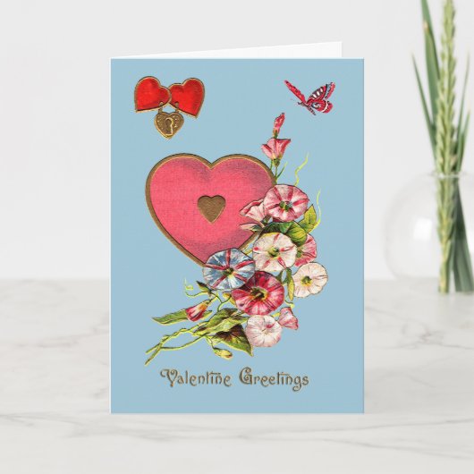 Valentijn Greetings met Hearts en Flowers Kaart (Voorkant)