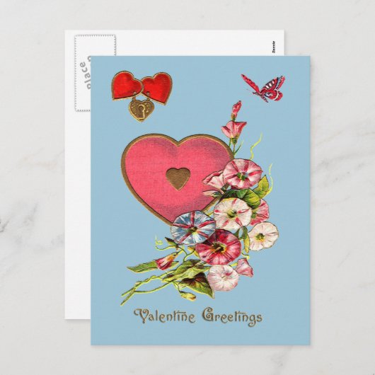 Valentijn Greetings met het Briefkaart van de Bloe (Voorkant / Achterkant)