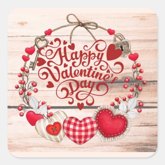 Valentijn Greetings Vierkante Sticker (Voorkant)