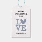 Valentijn grijs en wit liefdeshart aangepaste cade cadeaulabel (Voorkant)