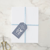 Valentijn grijs en wit liefdeshart aangepaste cade cadeaulabel (Met Touw)