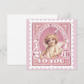 Valentijn groet Cupid roze stempel Valentijnsdag Feestdagenkaart (Voorkant / Achterkant)
