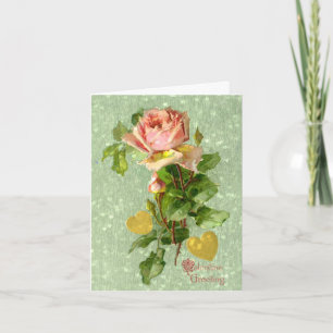 Valentijn Groet- Valentijn Roze Rozen Feestdagen Kaart