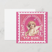 Valentijn Groeten Cupido Rode Stamp Valentijnsdag Feestdagenkaart (Voorkant / Achterkant)