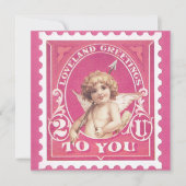 Valentijn Groeten Cupido Rode Stamp Valentijnsdag Feestdagenkaart (Voorkant)