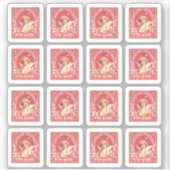 Valentijn Groeten Cupido Rood Faux Stamp Love Seal Sticker (Voorkant)