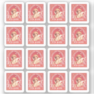 Valentijn Groeten Cupido Rood Faux Stamp Love Seal Sticker