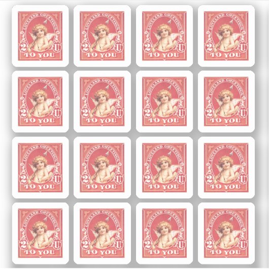 Valentijn Groeten Cupido Rood Faux Stamp Love Seal Sticker (Voorkant)