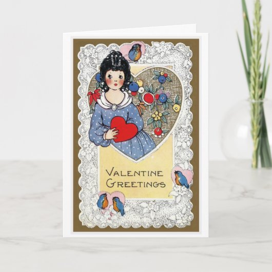 "Valentijn Groeten" Vintage Feestdagen Kaart (Voorkant)