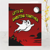 Valentijn Halloween Ghosting Gevouwen Wenskaart Kaart (Gele Bloem)