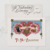 Valentijn Handen en Floral Hearts Feestdagenkaart (Voorkant / Achterkant)