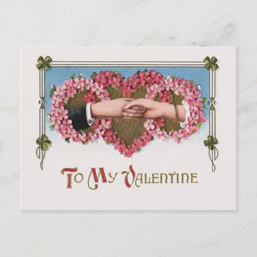 Valentijn Handen en Floral Hearts Feestdagenkaart (Voorkant)