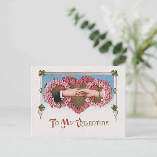  Valentijn Handen en Floral Hearts Feestdagenkaart (Staand voorkant)