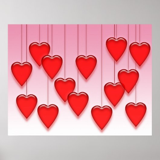 Valentijn Hanging Hearts Poster (Voorkant)