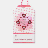 Valentijn HAPPY HEARTS DAY, Waterverf Hearts Cadeaulabel (Voorkant)