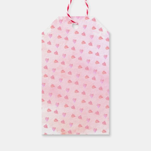 Valentijn HAPPY HEARTS DAY, Waterverf Hearts Cadeaulabel (Achterkant)